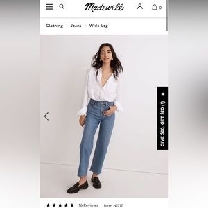 Size 16 Madewell Jeans, Brand New (Missed the return window.)